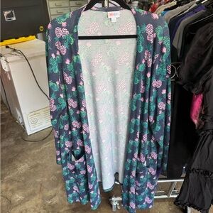 LuLaRoe Floral Cardigan - Navy, Pink, Green